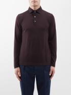 Thom Sweeney - Merino-wool Long-sleeved Polo Shirt - Mens - Purple