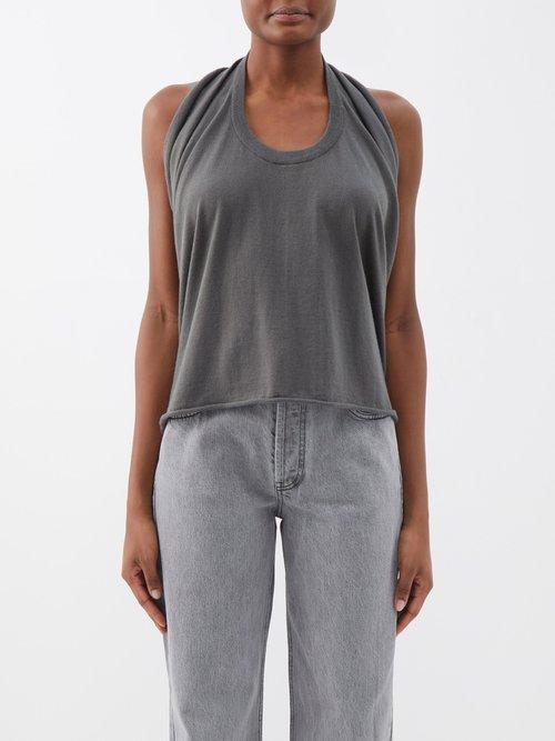 Extreme Cashmere - No.272 Ship Halterneck Cotton-blend Top - Womens - Dark Grey