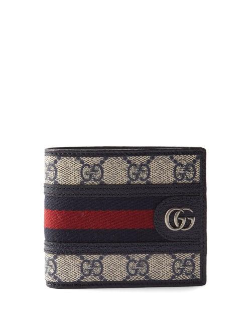 Gucci - Gg-monogram Web-stripe Leather-trim Wallet - Mens - Beige Multi