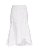 Cédric Charlier Fluted Asymmetric Cotton-blend Skirt