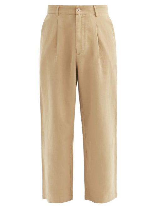 Matchesfashion.com Raey - Cotton And Linen-blend Wide-leg Trousers - Mens - Beige