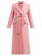 Matchesfashion.com Miu Miu - Tie Waist Single Breasted Wool Coat - Womens - Pink