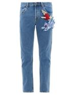 Matchesfashion.com Gucci - Padded Appliqu Tapered Cotton Jeans - Mens - Blue