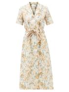Matchesfashion.com Ephemera - Floral-print Linen Shirt Dress - Womens - Yellow Print