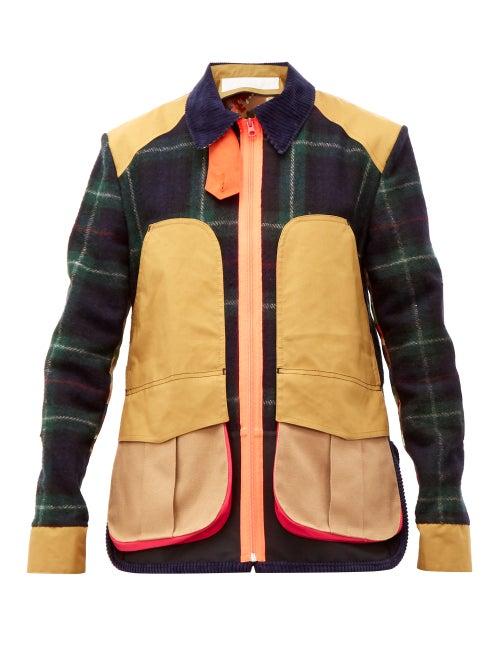 Matchesfashion.com La Fetiche - River Panelled Wool Tartan Jacket - Womens - Beige Navy