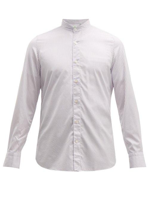 Matchesfashion.com Finamore 1925 - Gaeta Striped Cotton Chambray Shirt - Mens - Purple White
