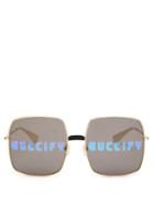 Matchesfashion.com Gucci - Round Frame Acetate Glasses - Womens - Gold Multi