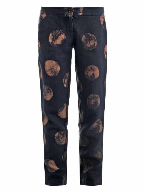 Raquel Allegra Polka-dot Linen Trousers