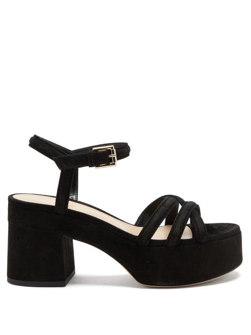 Matchesfashion.com Gianvito Rossi - Crossover Suede Platform Sandals - Womens - Black