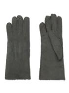 Agnelle - Curly Darted Shearling Gloves - Womens - Dark Grey