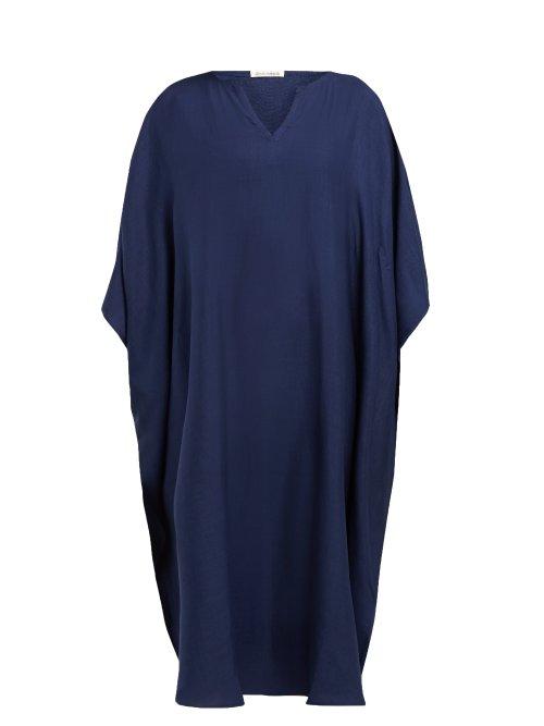 Matchesfashion.com Denis Colomb - Draped Silk Kaftan - Womens - Navy