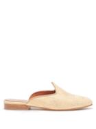 Le Monde Beryl - Floral-embroidered Raffia Backless Loafers - Womens - Beige