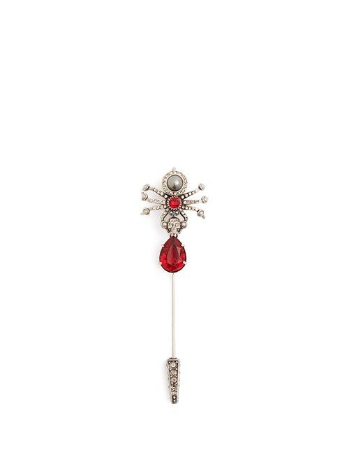 Matchesfashion.com Alexander Mcqueen - Spider Embellished Pin Brooch - Womens - Red