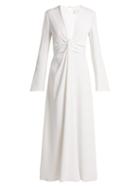 Matchesfashion.com Carolina Herrera - Draped Silk Georgette Dress - Womens - White