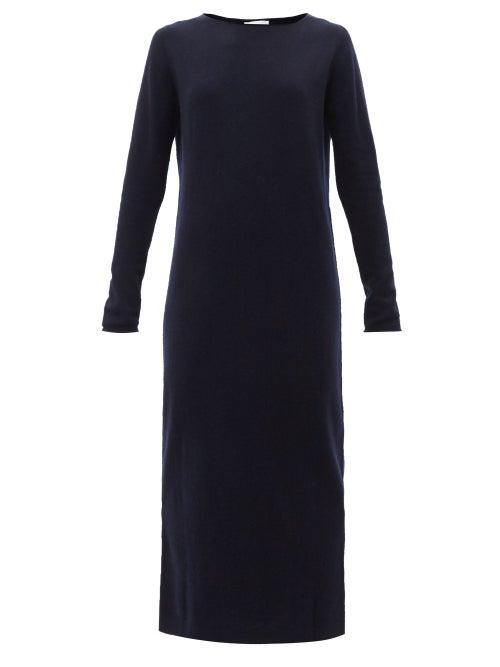 Allude - Boat-neck Wool-blend Sweater Dress - Womens - Navy