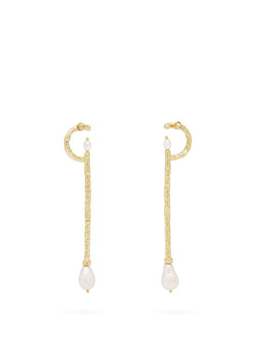 Matchesfashion.com Attico - X Alican Icoz Pearl & 22kt Gold Plated Earrings - Womens - Gold