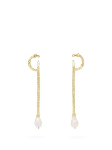 Matchesfashion.com Attico - X Alican Icoz Pearl & 22kt Gold Plated Earrings - Womens - Gold