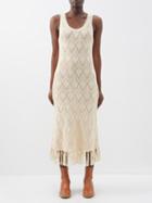Dodo Bar Or - Joe Tassel-trim Pointelle-knit Cotton Dress - Womens - Light Beige
