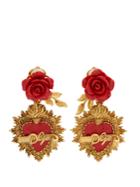 Dolce & Gabbana Rose And Heart-drop Clip On Earrings