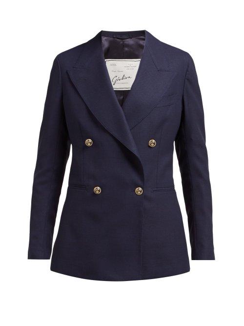 Matchesfashion.com Giuliva Heritage Collection - Stella Double Breasted Wool Blazer - Womens - Navy