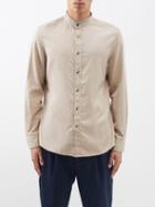 Brunello Cucinelli - Stand-collar Cotton-poplin Shirt - Mens - Beige