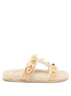 Valentino Garavani - Roman Stud Shearling Slides - Womens - Beige