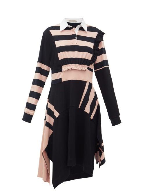 Matchesfashion.com Preen Line - Omisha Striped Cotton Rugby Dress - Womens - Black Pink