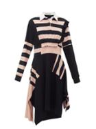Matchesfashion.com Preen Line - Omisha Striped Cotton Rugby Dress - Womens - Black Pink