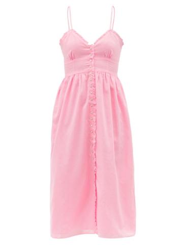Matchesfashion.com Loup Charmant - Avalon Organic-cotton Midi Dress - Womens - Pink