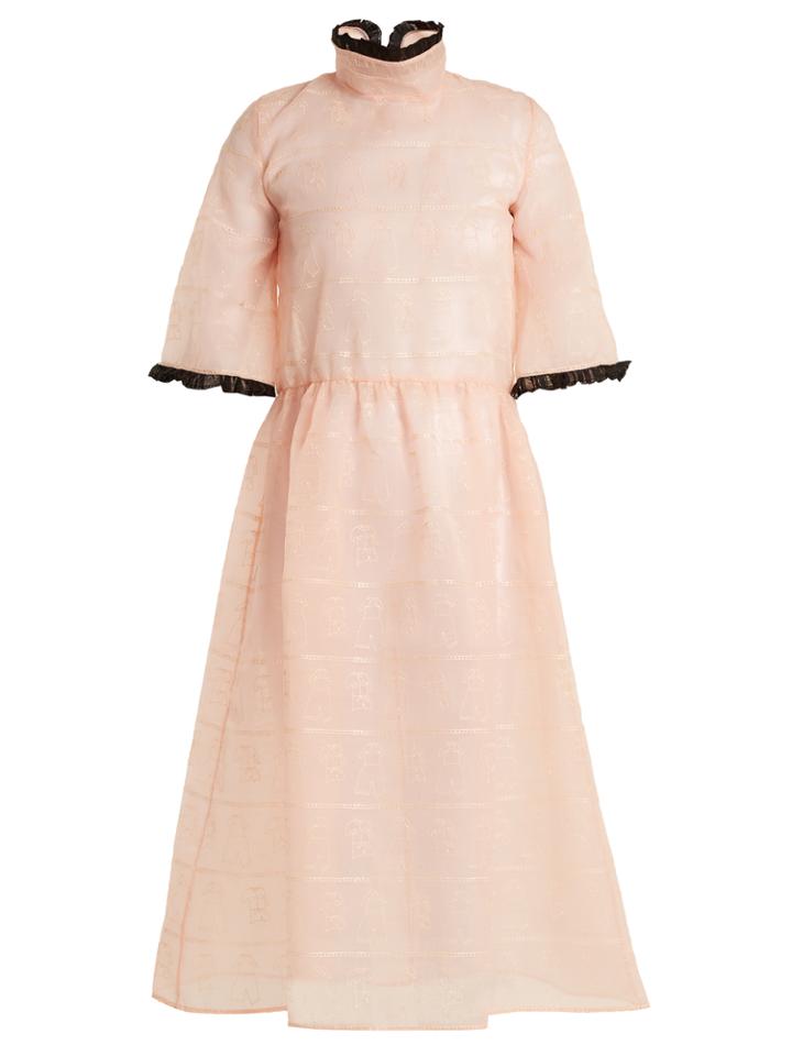 Shrimps Lancelot Doodle-embroidered Organza Dress