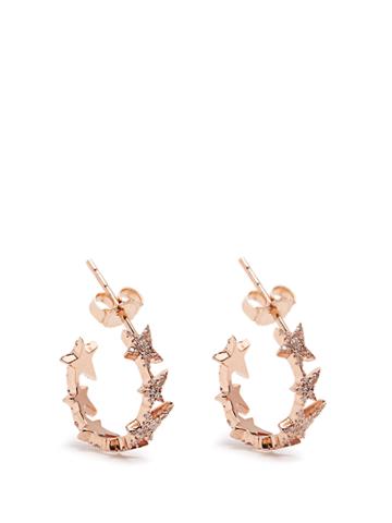 Diane Kordas Diamond & Rose-gold Star Line Earrings