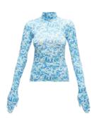 Matchesfashion.com Vetements - Glove-sleeved Floral-print Jersey Top - Womens - Blue White