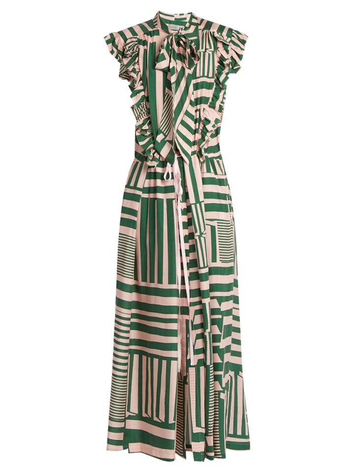 Preen By Thornton Bregazzi Willa Geometric-print Silk Midi Dress