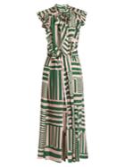 Preen By Thornton Bregazzi Willa Geometric-print Silk Midi Dress
