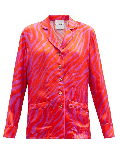Matchesfashion.com Halpern - Zebra-print Satin Shirt - Womens - Red Print