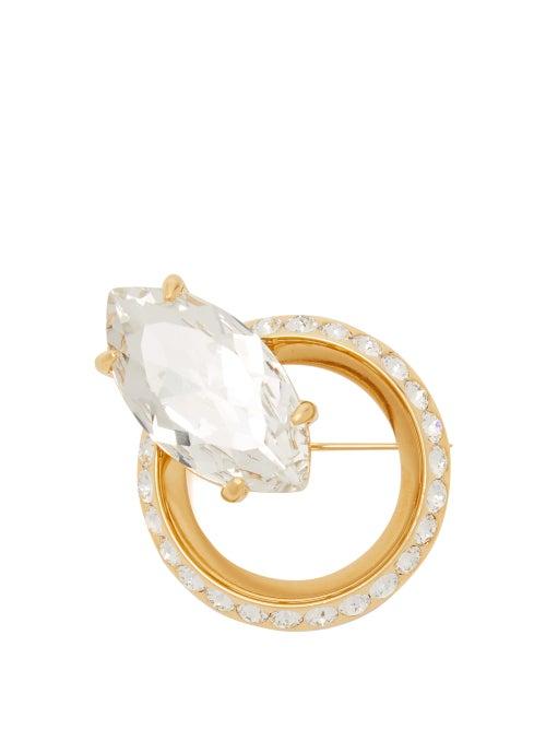 Matchesfashion.com Miu Miu - Crystal Embellished Brooch - Womens - Gold