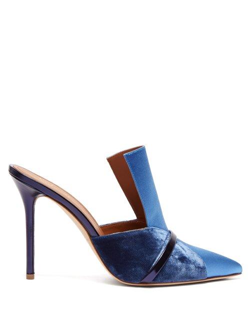 Matchesfashion.com Malone Souliers - Danielle Velvet And Satin Mules - Womens - Dark Blue