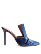 Matchesfashion.com Malone Souliers - Danielle Velvet And Satin Mules - Womens - Dark Blue