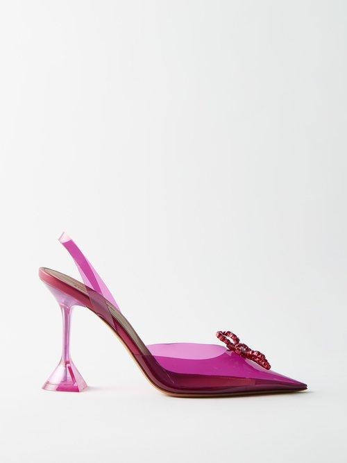 Amina Muaddi - Rosie 95 Crystal-embellished Pvc Slingback Pumps - Womens - Dark Pink