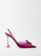 Amina Muaddi - Rosie 95 Crystal-embellished Pvc Slingback Pumps - Womens - Dark Pink