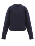 Raey - Batwing-sleeve Organic-cotton Blend Draped Sweater - Womens - Navy