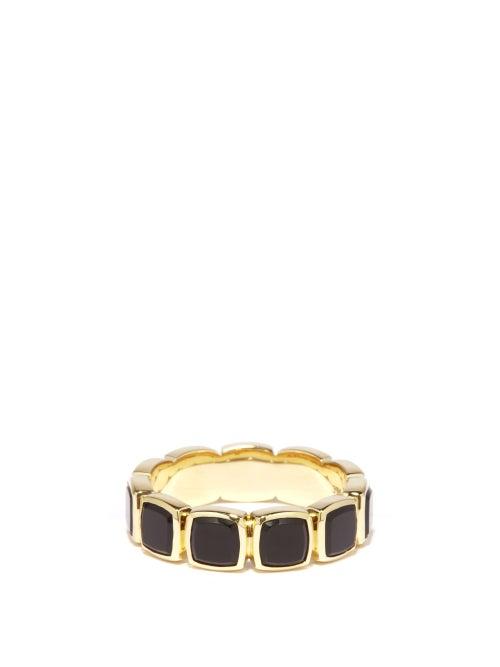 Mens Jewellery Tom Wood - Cushion Band Onyx & 9kt Gold Ring - Mens - Gold