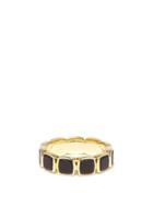 Mens Jewellery Tom Wood - Cushion Band Onyx & 9kt Gold Ring - Mens - Gold