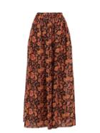Matchesfashion.com Matteau - High-rise Floral-print Cotton Maxi Skirt - Womens - Pink Print