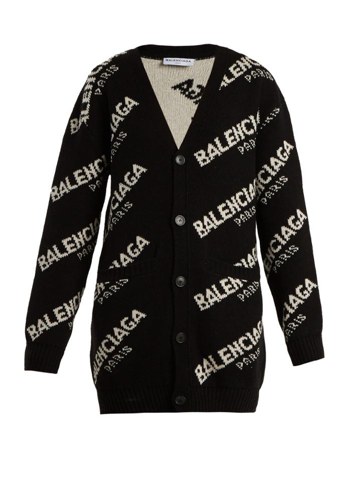 Balenciaga Long-sleeved Logo Cardigan