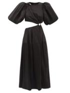Aje - Vanades Ring-embellished Cutout Linen-blend Dress - Womens - Black