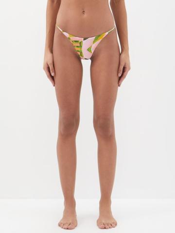 Louisa Ballou - Endgame-print Bikini Briefs - Womens - Pink Green