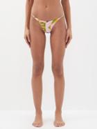 Louisa Ballou - Endgame-print Bikini Briefs - Womens - Pink Green