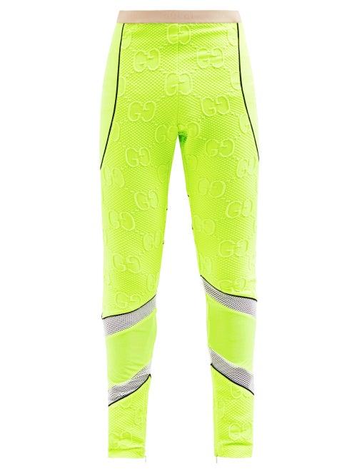 Gucci - Neon Gg-jacquard Skinny Track Pants - Mens - Yellow Multi