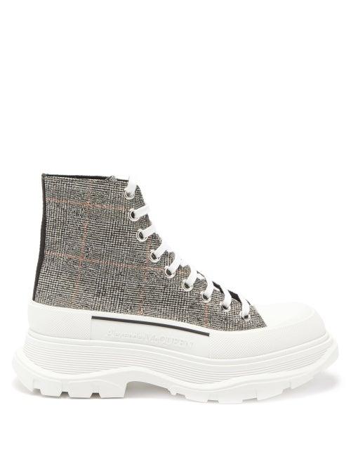 Matchesfashion.com Alexander Mcqueen - Tread Slick Exaggerated-sole Canvas Boots - Womens - Multi